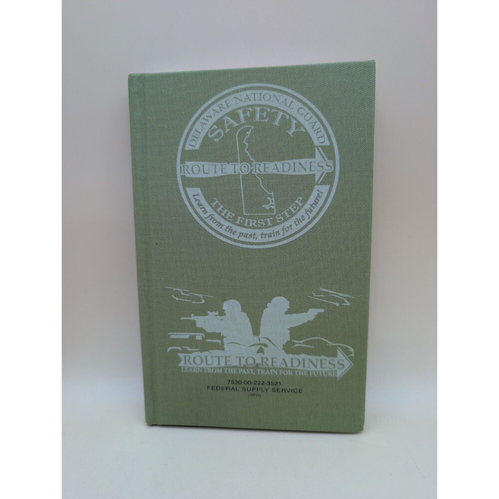 Vtg Delaware National Guard Safety Notebook Blank Military Green Log Memo Book